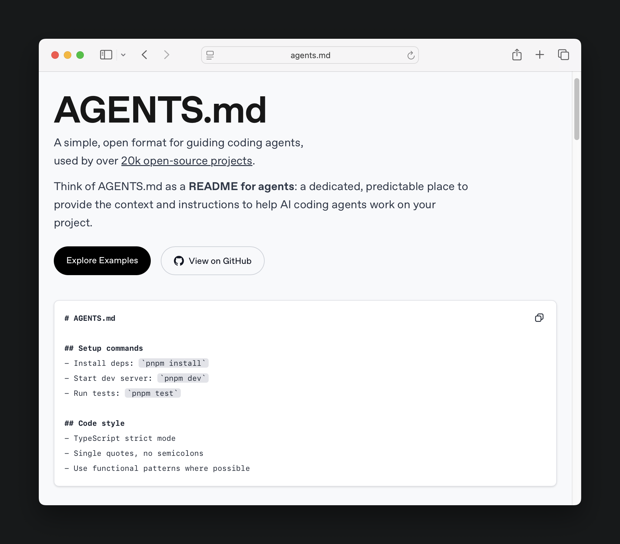 AGENTS.md standard